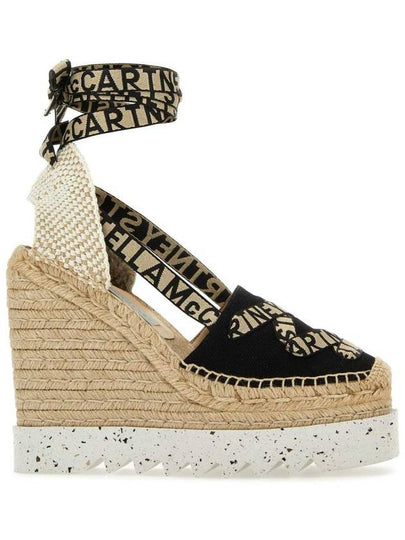 Gaia Espadrille Wedge Sandals Heel Black Beige - STELLA MCCARTNEY - BALAAN 2