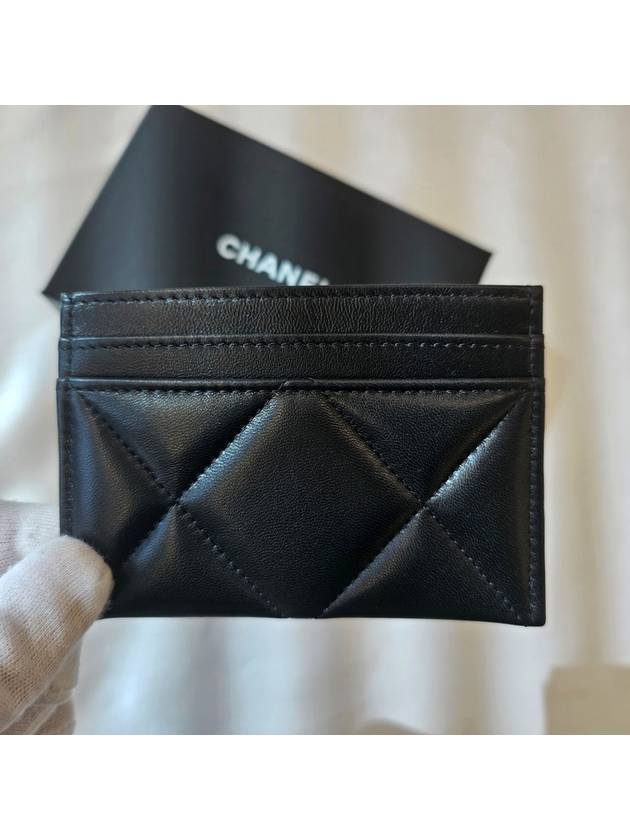 19 Quilted Lambskin Gold Plate Chain Card Wallet Black - CHANEL - BALAAN 3