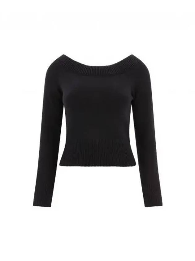 Off Shoulder Knit Top Black - ALEXANDER MCQUEEN - BALAAN 2