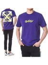 Arrow Neon Velor Lettering Short Sleeve T-Shirt Purple - OFF WHITE - BALAAN 2