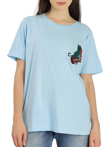 Essentiel Ladies Light Blue Rigo Embellished T-Shirt, Brand Size 2 - ESSENTIEL ANTWERP - BALAAN 1