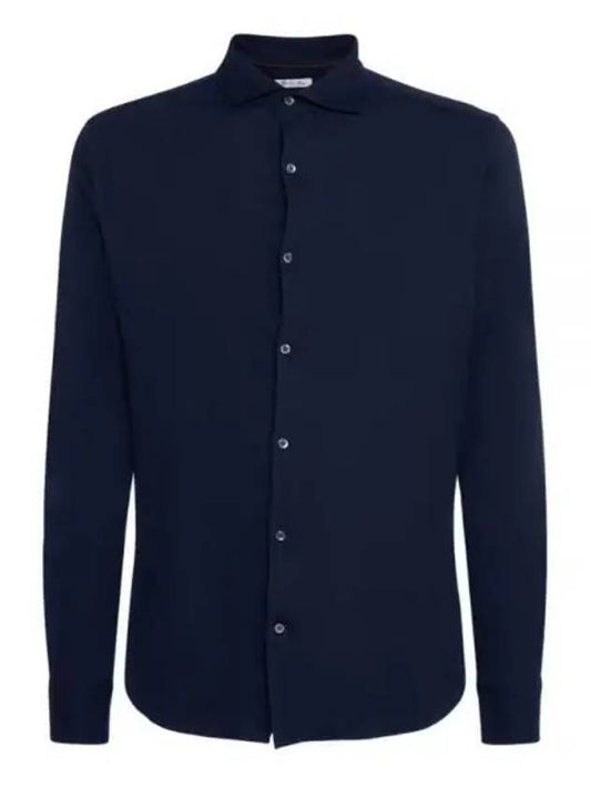 Andrew Cashmere Silk Long Sleeve Shirt Navy - LORO PIANA - BALAAN 1