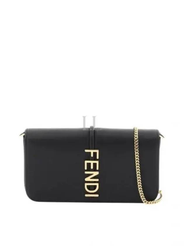 Graphy Chain Leather Long Wallet Black - FENDI - BALAAN 2