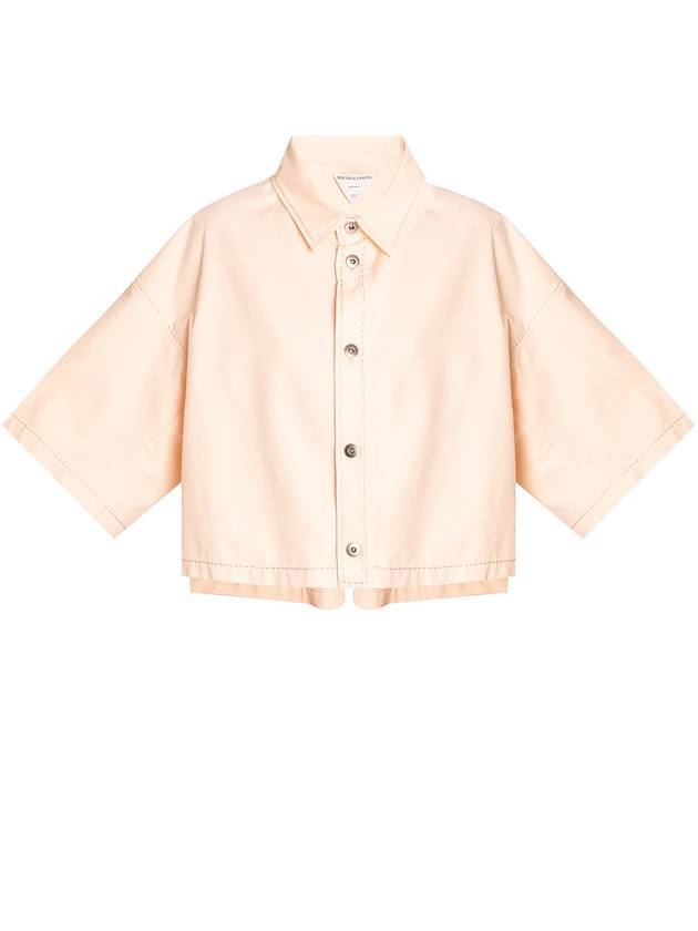 Stitched Crop Cotton Shirt Pink - BOTTEGA VENETA - BALAAN 1