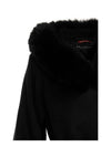 Mango Fox Fur Hooded Wool Single Coat Black - MAX MARA - BALAAN 4