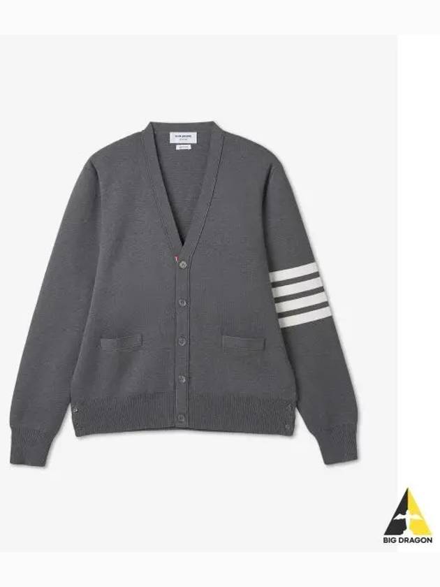 Milano Stitch 4-Bar Cardigan Medium Grey - THOM BROWNE - BALAAN 2