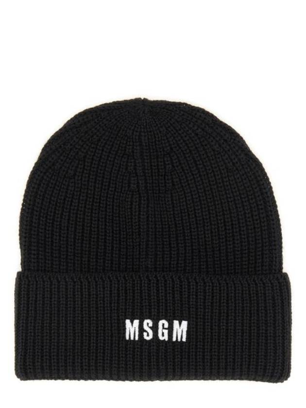 Embroidered Logo Beanie Black - MSGM - BALAAN 2