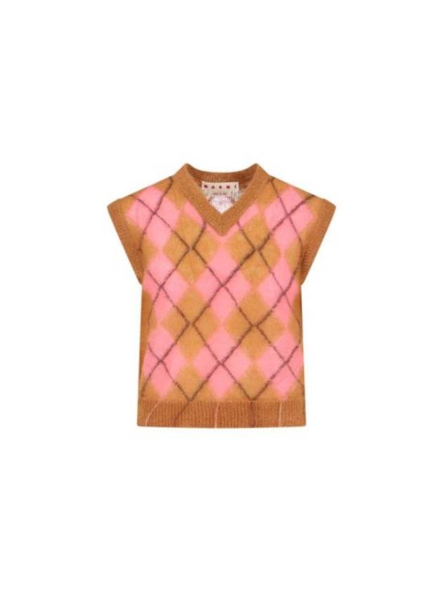 Argyle Floating Thread Mohair Vest Camellia - MARNI - BALAAN 1