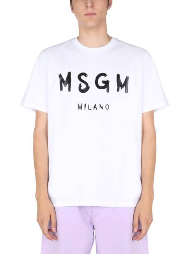 Brushed Logo Short Sleeve T-Shirt White - MSGM - BALAAN 2