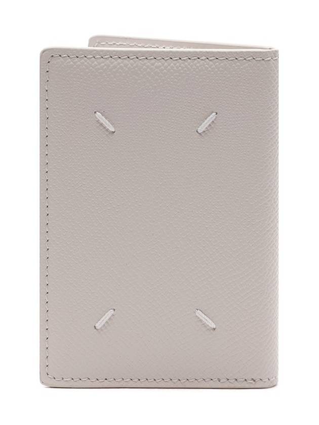 Stitched Bi-Fold Leather Card Wallet Grey - MAISON MARGIELA - BALAAN 5