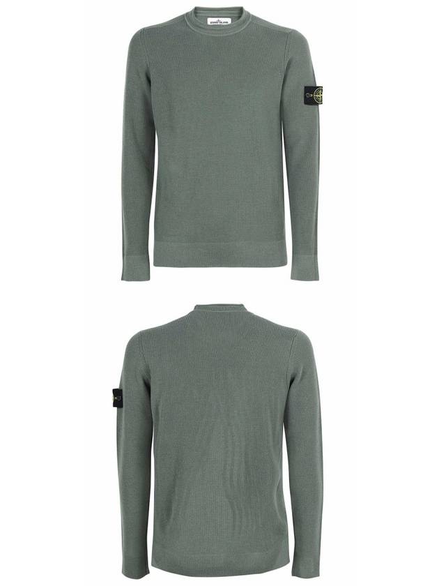 Wappen Patch Crew Neck Ribbed Wool Knit Top Green - STONE ISLAND - BALAAN 6