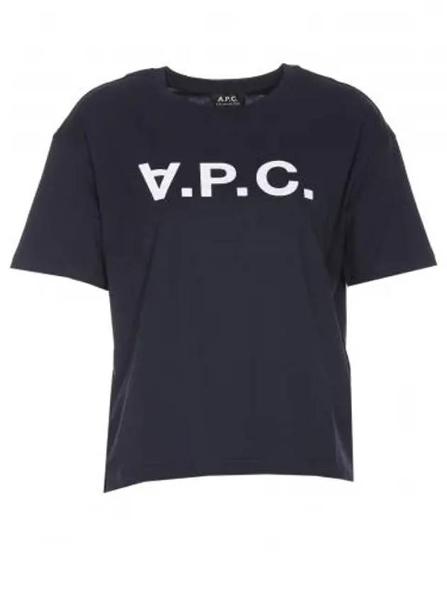 Logo Print Crew Neck Short Sleeve T-Shirt Navy - A.P.C. - BALAAN 2