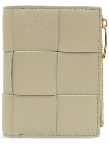 Cassette Zipper Bifold Half Wallet Travertine - BOTTEGA VENETA - BALAAN 1