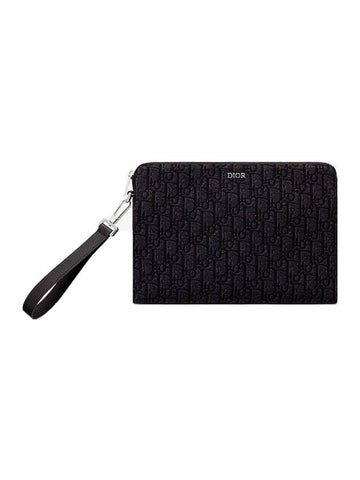 Oblique Jacquard Strap Clutch Bag Black - DIOR - BALAAN 1