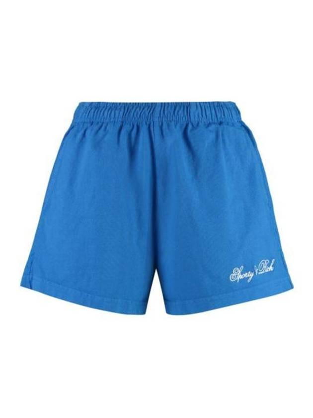 Logo Print Banded Waist Shorts Blue - SPORTY & RICH - BALAAN 2