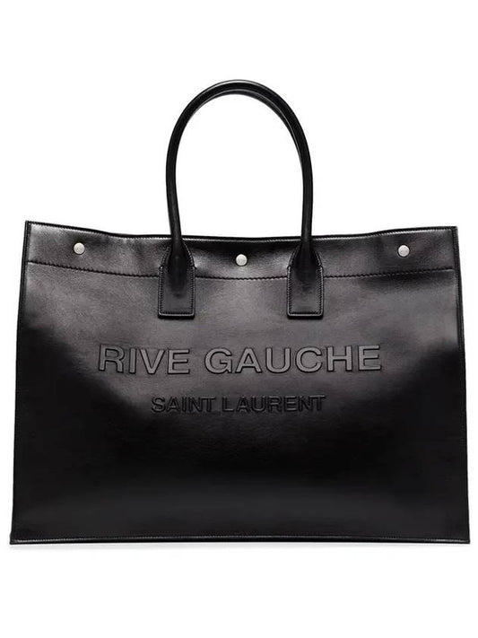Rive Goshi Logo Leather Tote Bag Black - SAINT LAURENT - BALAAN 2