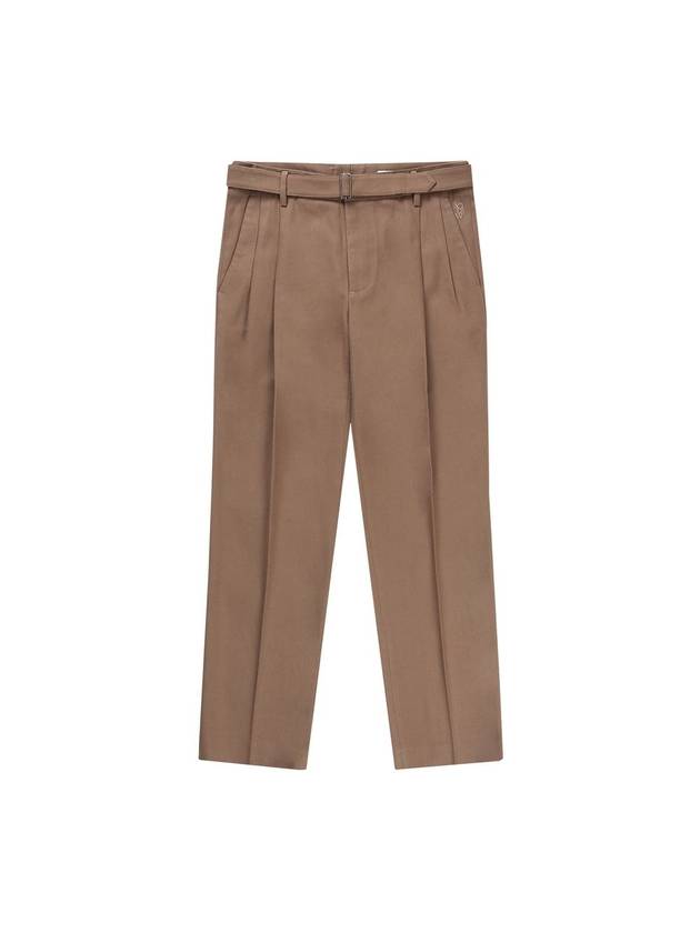 Men's Belted Two-Tuck Tapered Pants Beige SW21APA04BI - SOLEW - BALAAN 2