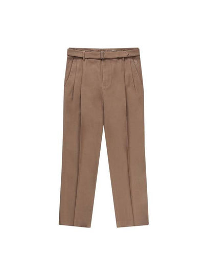 Men's Belted Two Tuck Tapered Slacks Beige - SOLEW - BALAAN 2