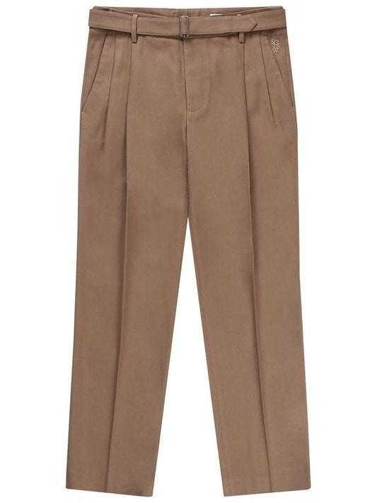 Men's Belted Two-Tuck Tapered Pants Beige SW21APA04BI - SOLEW - BALAAN 2