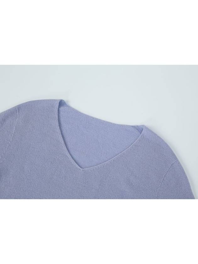 100% Wool V Neck Sleeve Sweater LavenderC3KPO75LA - CALLAITE - BALAAN 6