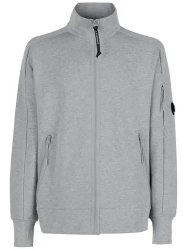 Lens Wappen Diagonal Fleece Zip-Up Jacket Grey Melange - CP COMPANY - BALAAN 2