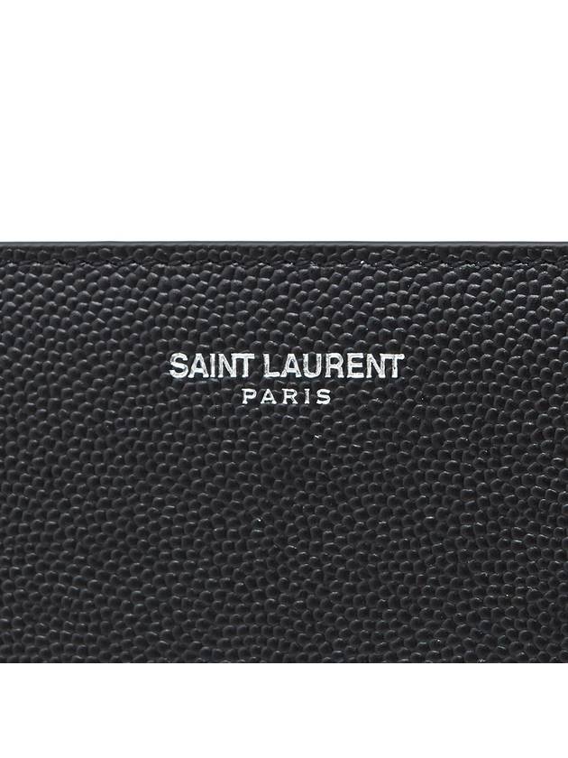 Textured Classic Leather Money Clip Half Wallet Black - SAINT LAURENT - BALAAN 6