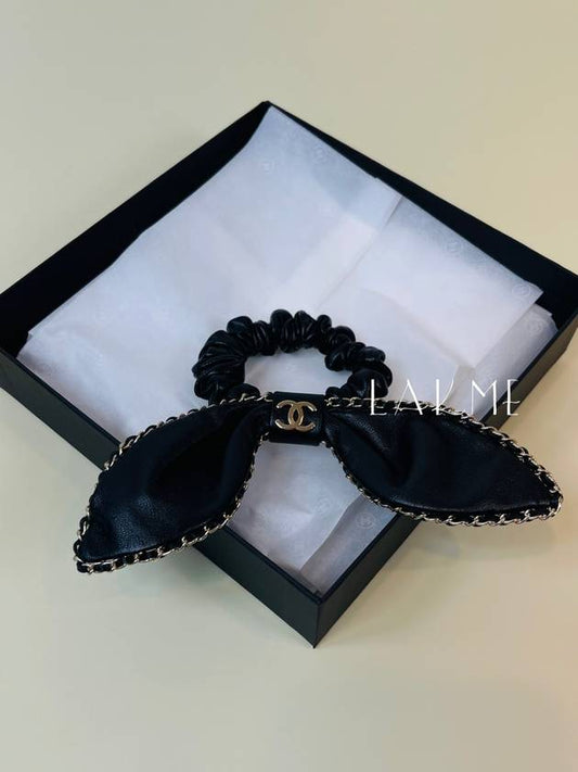 CC logo tripe leather ribbon hairband chouchou AA8258 - CHANEL - BALAAN 1
