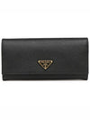 Saffiano Triangular Logo Flap Long Wallet Black - PRADA - BALAAN 2