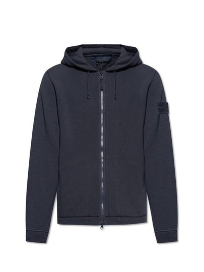 Ghost Piece Cotton Wool Fleece Zip Up Hoodie Navy - STONE ISLAND - BALAAN 2