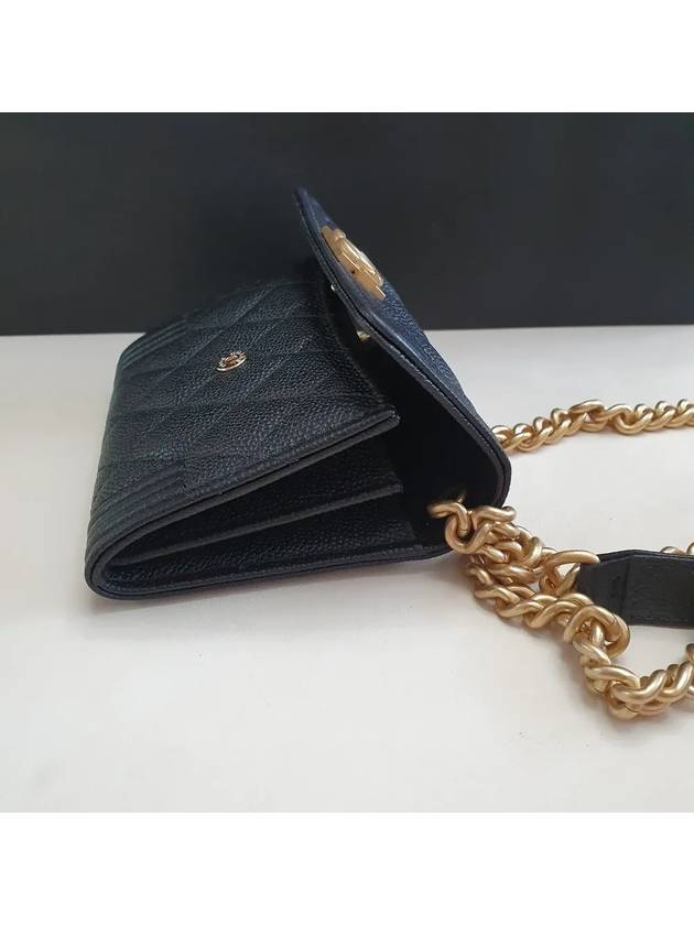 Boy chain card wallet black caviar vintage gold AP2206 - CHANEL - BALAAN 4