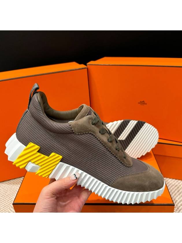 Men's Bouncing Sneakers Brown Mesh H Yellow Black Twotone - HERMES - BALAAN 1