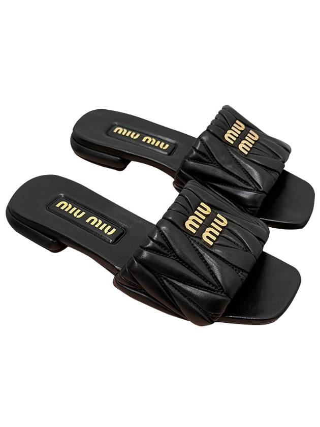 Matelasse Nappa Leather Slippers Black - MIU MIU - BALAAN 2