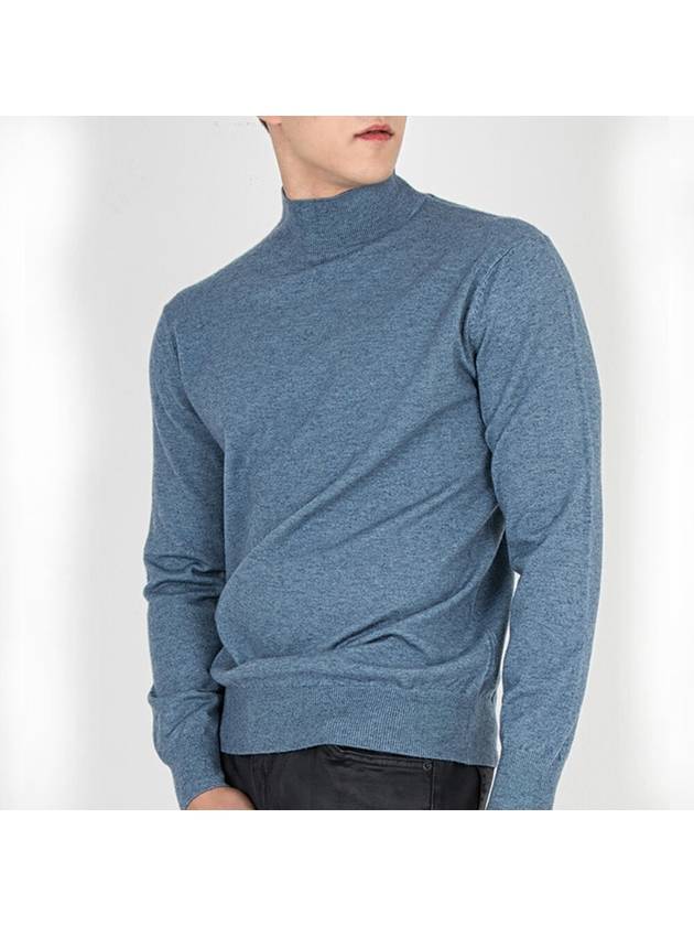 Traverto basic semi-polar knit DEEP BLUE - GOLD PERCENT - BALAAN 1