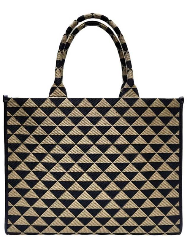 Women s 1BA356 Symbol Embroidery Fabric Large Tote Bag - PRADA - BALAAN 3