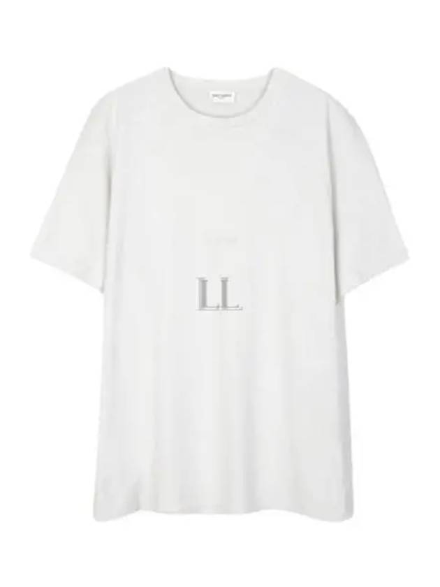 Crew Neck Cotton Short Sleeve T-shirt White - SAINT LAURENT - BALAAN 2