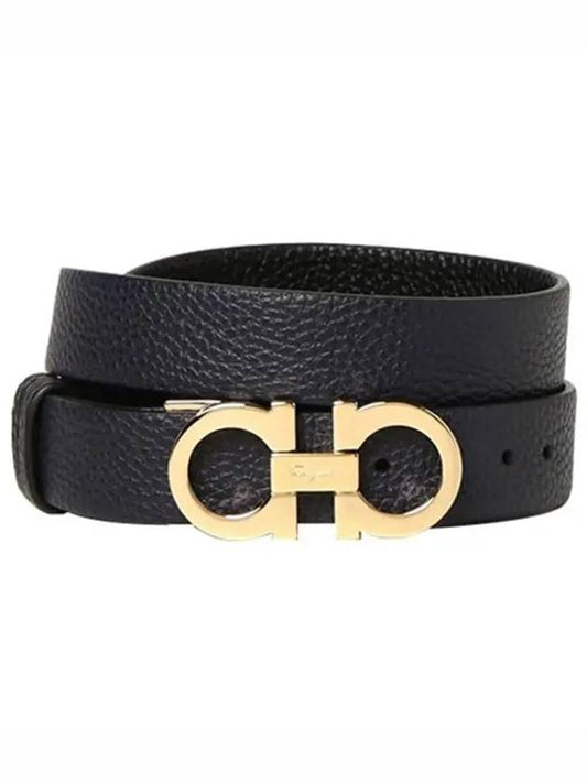 Reversible Gancini Leather Belt Black Navy - SALVATORE FERRAGAMO - BALAAN 2