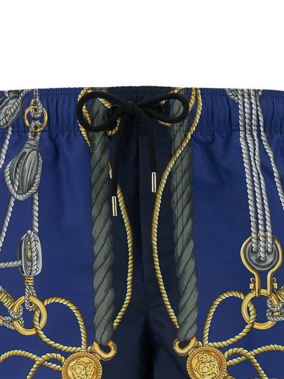 'Nautical' Blue Smiwsuit Trunks With Barocco Motif In Tech Fabric Man - VERSACE - BALAAN 2