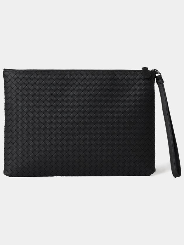 Intrecciato Strap Clutch Bag Black - BOTTEGA VENETA - BALAAN 3