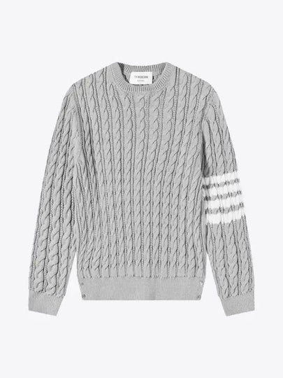 Diagonal Armband Cable Knit Top Grey - THOM BROWNE - BALAAN 2