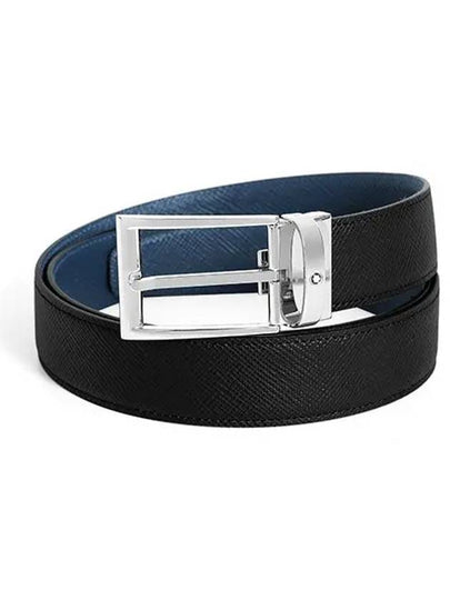 Rectangular Pin Buckle Reversible Belt Black Indigo - MONTBLANC - BALAAN 2