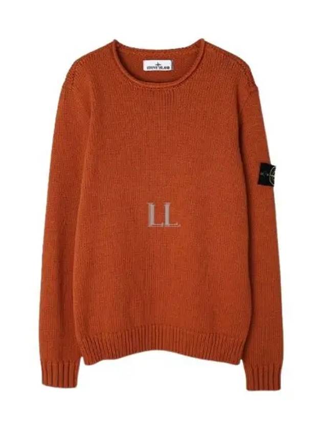 Cotton Badge Crew Neck Knit Top Orange - STONE ISLAND - BALAAN 2