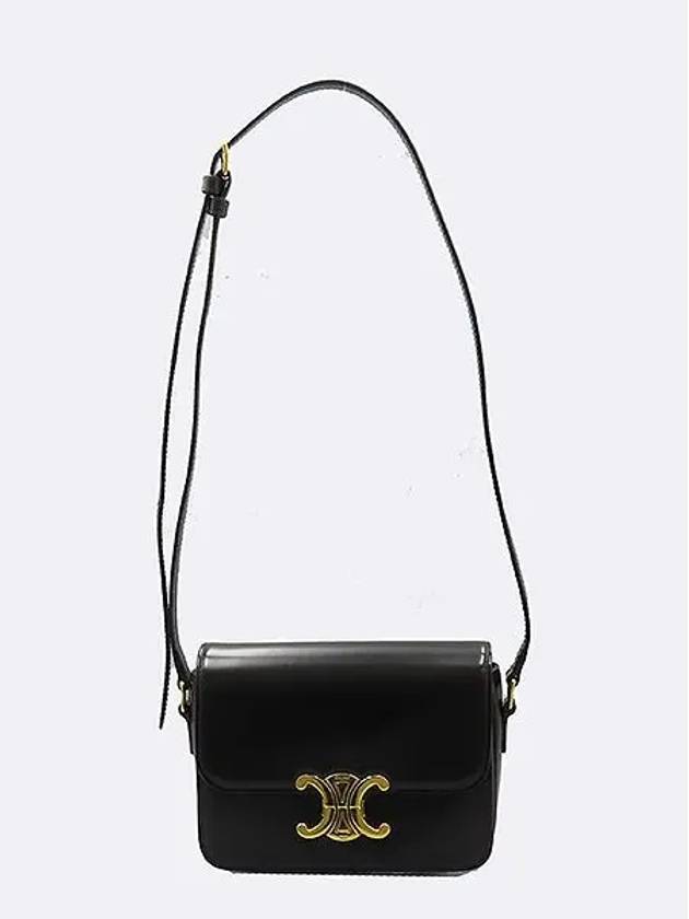 188423 Black Gold Logo Tin Triomphe Calfskin Shoulder Bag - CELINE - BALAAN 4