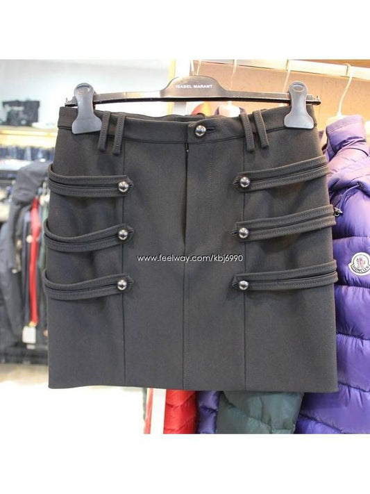 Women's Button Strap Point HLine Skirt JU046415H013I 01BK - ISABEL MARANT - BALAAN 2