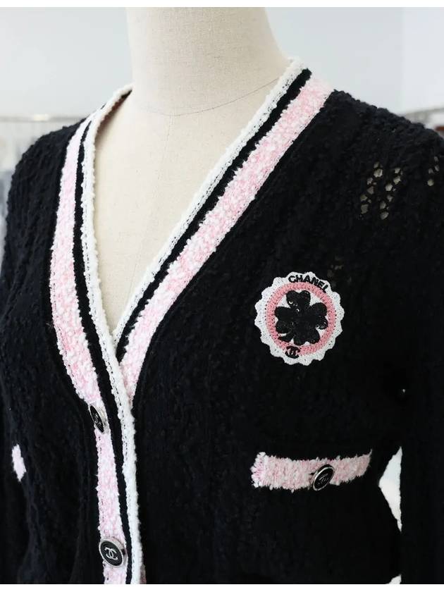 24P Clover Patch Two tone Cardigan 34 P76937 K11093 - CHANEL - BALAAN 4