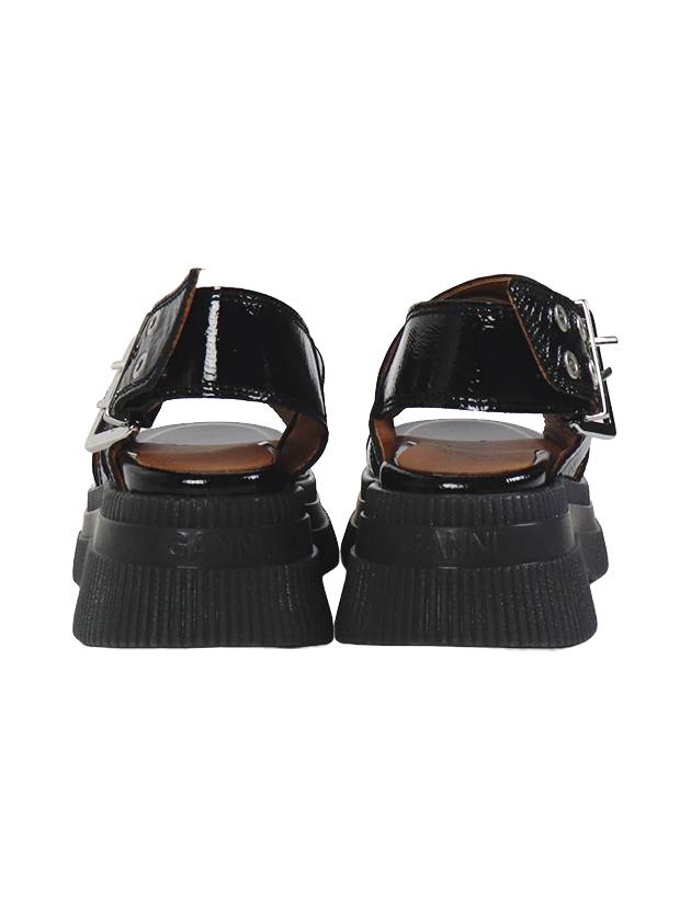 Chunky Buckle Leather Sandals Black - GANNI - BALAAN 4