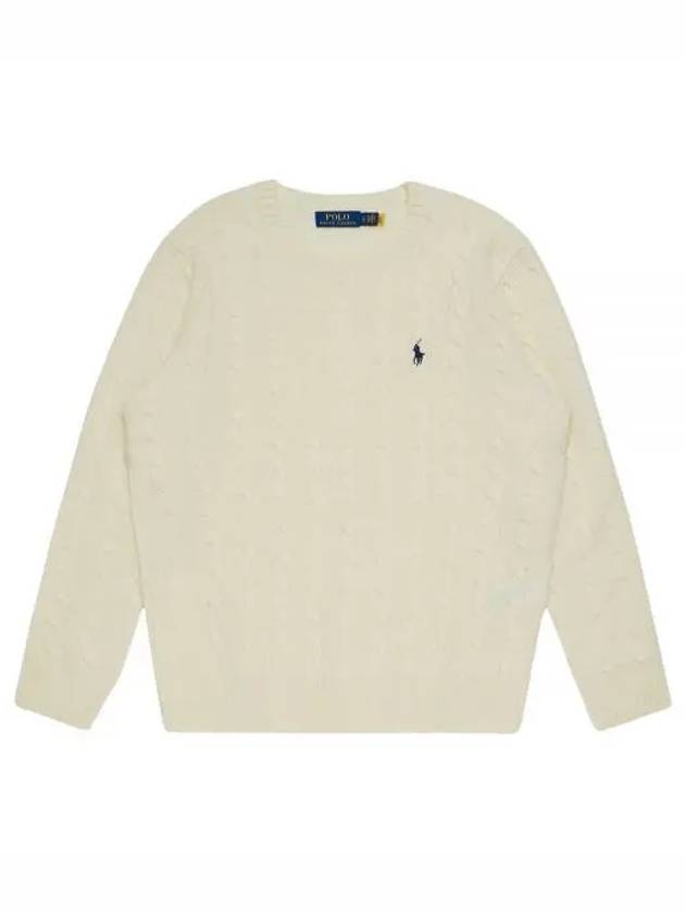 Embroid Logo Cable Knit Top Cream - POLO RALPH LAUREN - BALAAN 2