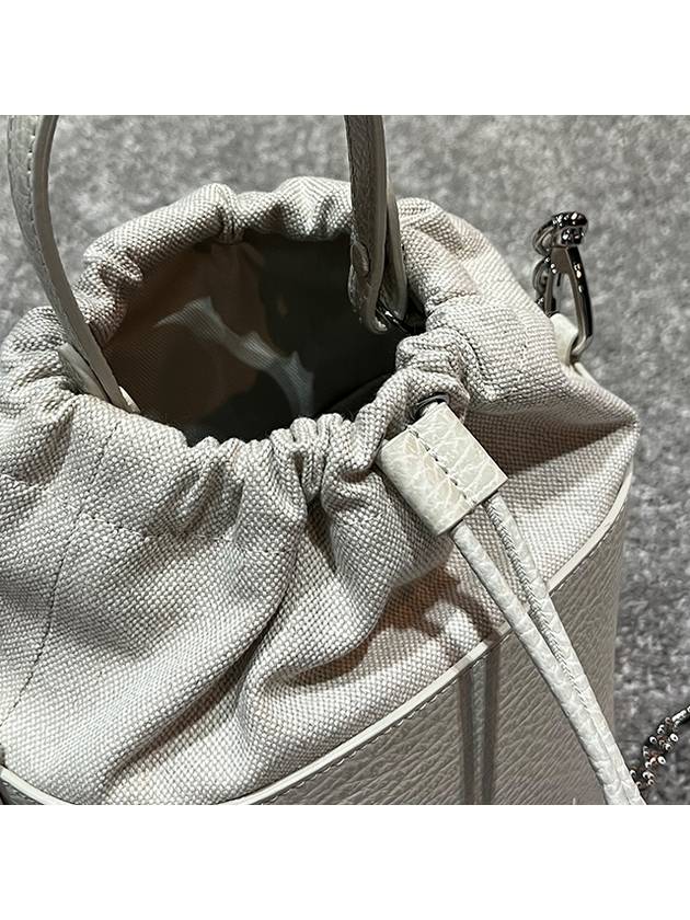 5AC Number Logo Texture Leather Bucket Bag Grey - MAISON MARGIELA - BALAAN 8