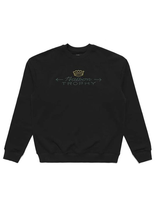 Malbon M7404BLK Trophy embroidery crew neck black men's sweatshirt TR - MALBON GOLF - BALAAN 1