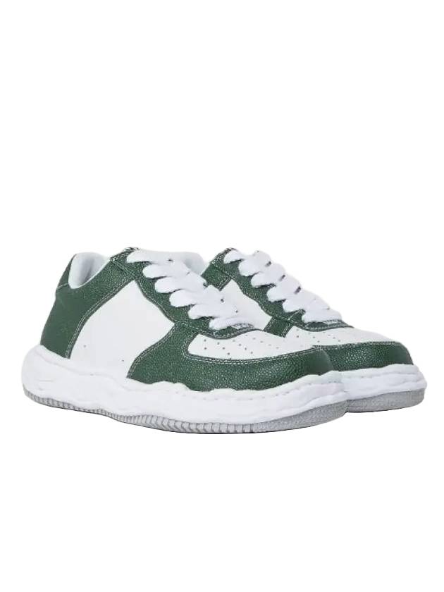 Wayne OG Sole Emboss Leather Low Top Sneakers White Green - MIHARA YASUHIRO - BALAAN 1