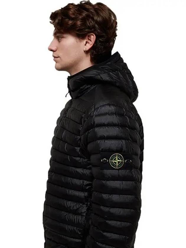 Room Woven Chamber Recycled Nylon Down Padding Hooded Jacket Black - STONE ISLAND - BALAAN 4